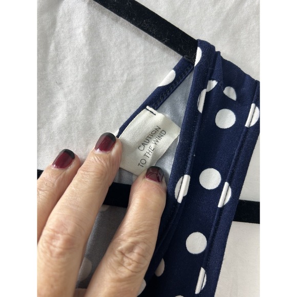 Caution to the Wind Womens Sz M Polka Dot Wrap Dress Navy‎ Blue White Summer - Picture 6 of 9